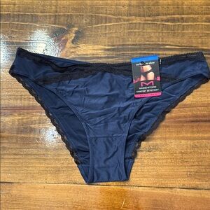 Maidenform Blue and Black Panties with Lace